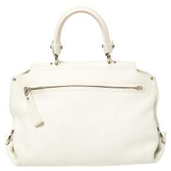 Pre Owned Salvatore Ferragamo White Leather Medium Sofia Top Handle Bag