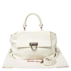 Pre Owned Salvatore Ferragamo White Leather Medium Sofia Top Handle Bag