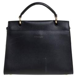Salvatore Ferragamo Black Leather Jet Set Top Handle Bag