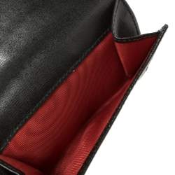 Salvatore Ferragamo Black Gancio Embossed Leather Flap Compact Wallet