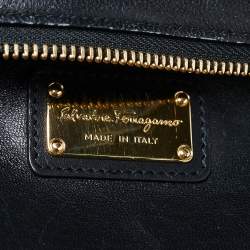 Pre Owned Salvatore Ferragamo Black Leather and Suede Medium Sofia Top Handle Bag