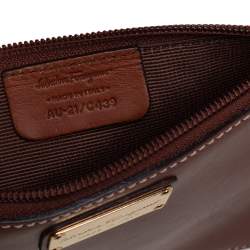 Salvatore Ferragamo Brown Perforated Leather Braided Handle Tote