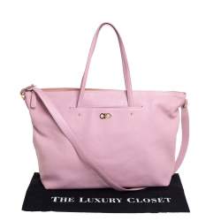 Pre Owned Salvatore Ferragamo Pink Leather Mika Tote