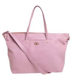 Pre Owned Salvatore Ferragamo Pink Leather Mika Tote