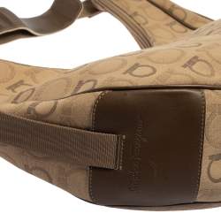 Pre Owned Salvatore Ferragamo Beige Signature Canvas and Leather Hobo