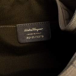 Pre Owned Salvatore Ferragamo Beige Signature Canvas and Leather Hobo