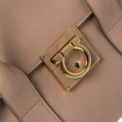 Pre Owned Salvatore Ferragamo Beige Leather Satchel