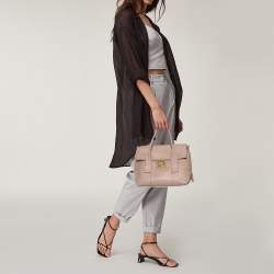 Pre Owned Salvatore Ferragamo Beige Leather Satchel