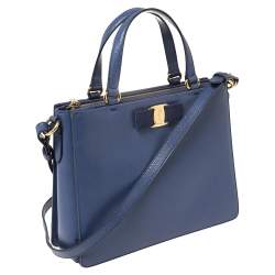 مملوكة مسبقًا حقيبة يد سالفاتوري فيراغامو فيونكة فارا جلد أزرق