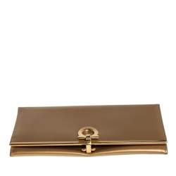 Pre Owned Salvatore Ferragamo Gold Leather Gancini Icona Continental Wallet