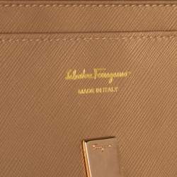 Pre Owned Salvatore Ferragamo Gold Leather Gancini Icona Continental Wallet
