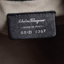 Salvatore Ferragamo Black Leather Drawstring Hobo