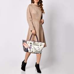 Pre Owned حقيبة يد سالفاتوري فيراغامو سحاب جلد ونايلون طباعة وشاح بيك متعدد الألوان 