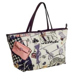 Pre Owned حقيبة يد سالفاتوري فيراغامو سحاب جلد ونايلون طباعة وشاح بيك متعدد الألوان 