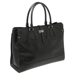 Pre Owned Salvatore Ferragamo Black Leather Large Briana Tote