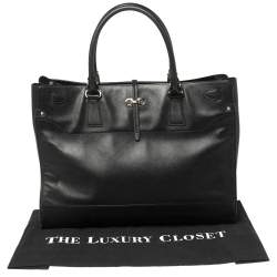 Pre Owned Salvatore Ferragamo Black Leather Large Briana Tote