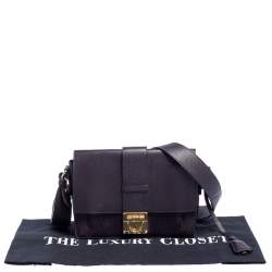 Pre Owned Salvatore Ferragamo Dark Plum Leather Gancio Flap Crossbody Bag
