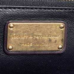 Pre Owned Salvatore Ferragamo Dark Plum Leather Gancio Flap Crossbody Bag