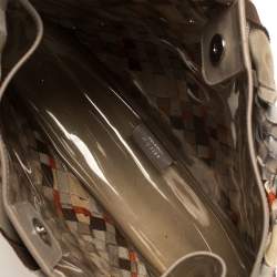 Pre Owned Salvatore Ferragamo Multicolor Woven Fabric and Leather Grosgrain Ribbon Tote