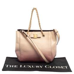 Pre Owned Salvatore Ferragamo Ombre Pink Leather Vany Tote