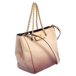 Pre Owned Salvatore Ferragamo Ombre Pink Leather Vany Tote