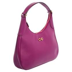 Pre Owned Salvatore Ferragamo Magenta Leather Gancini Romana Hobo
