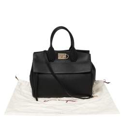 Pre Owned حقيبة يد توتس سالفاتوري فيراغامو ستديو جلد أسود متوسطة 