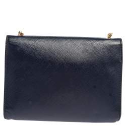 Pre Owned حقيبة كلتش سالفاتوري فيراغامو بفيونكة فارا جلد سافيانو أزرق