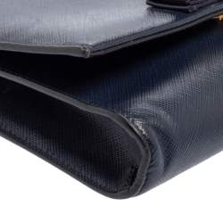 Pre Owned حقيبة كلتش سالفاتوري فيراغامو بفيونكة فارا جلد سافيانو أزرق