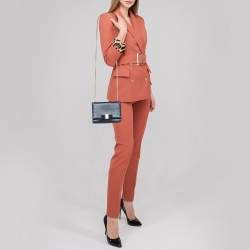 Pre Owned حقيبة كلتش سالفاتوري فيراغامو بفيونكة فارا جلد سافيانو أزرق