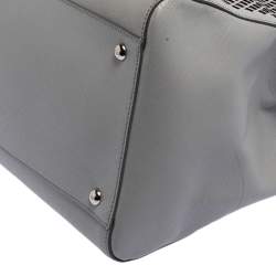 مملوكة مسبقًا Salvatore Ferragamo Grey Laser Cut Leather Tote