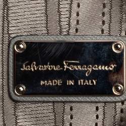 مملوكة مسبقًا Salvatore Ferragamo Grey Laser Cut Leather Tote