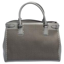 مملوكة مسبقًا Salvatore Ferragamo Grey Laser Cut Leather Tote
