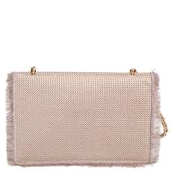 مملوكة مسبقًا Salvatore Ferragamo Beige Suede and Fabric Ginny Fringed Crossbody Bag
