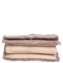 مملوكة مسبقًا Salvatore Ferragamo Beige Suede and Fabric Ginny Fringed Crossbody Bag