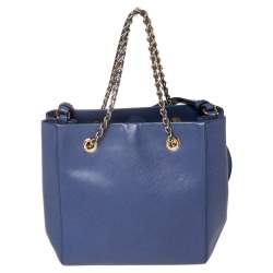 مملوكة مسبقًا حقيبة يد توتس سالفاتوري فيراغامو فاني جلد أزرق بسلسلة