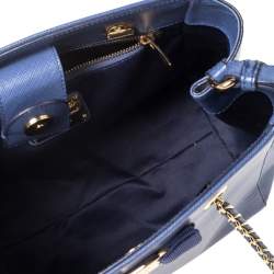 مملوكة مسبقًا حقيبة يد توتس سالفاتوري فيراغامو فاني جلد أزرق بسلسلة