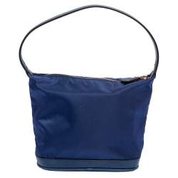 Pre Owned Salvatore Ferragamo Blue Nylon Vara Bow Pouch