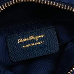 Pre Owned Salvatore Ferragamo Blue Nylon Vara Bow Pouch