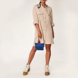 Pre Owned Salvatore Ferragamo Blue Nylon Vara Bow Pouch