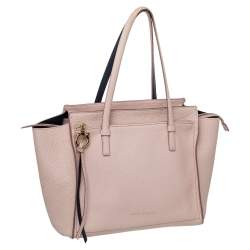 Pre Owned Salvatore Ferragamo Pink Pebbled Leather Medium Amy Tote Bag