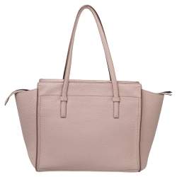 Pre Owned Salvatore Ferragamo Pink Pebbled Leather Medium Amy Tote Bag