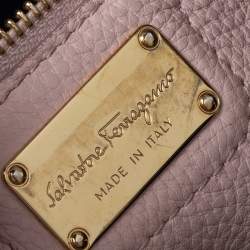 Pre Owned Salvatore Ferragamo Pink Pebbled Leather Medium Amy Tote Bag
