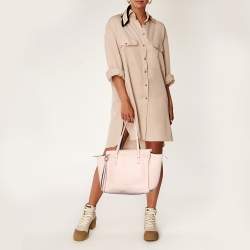 Pre Owned Salvatore Ferragamo Pink Pebbled Leather Medium Amy Tote Bag