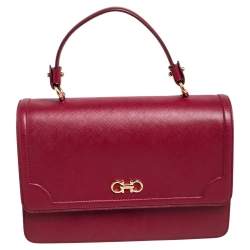 مملوكة مسبقًا Salvatore Ferragamo Dark Red Leather Seila Top Handle Bag 