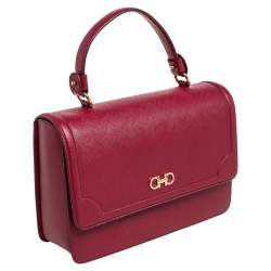 مملوكة مسبقًا Salvatore Ferragamo Dark Red Leather Seila Top Handle Bag 