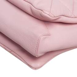 Pre Owned Salvatore Ferragamo Pink Quilted Leather Bow Zip Genette Shoulder Bag