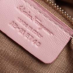 Pre Owned Salvatore Ferragamo Pink Quilted Leather Bow Zip Genette Shoulder Bag
