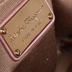 Pre Owned Salvatore Ferragamo Pink Quilted Leather Bow Zip Genette Shoulder Bag