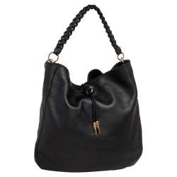 Pre Owned Salvatore Ferragamo Black Leather Hobo 